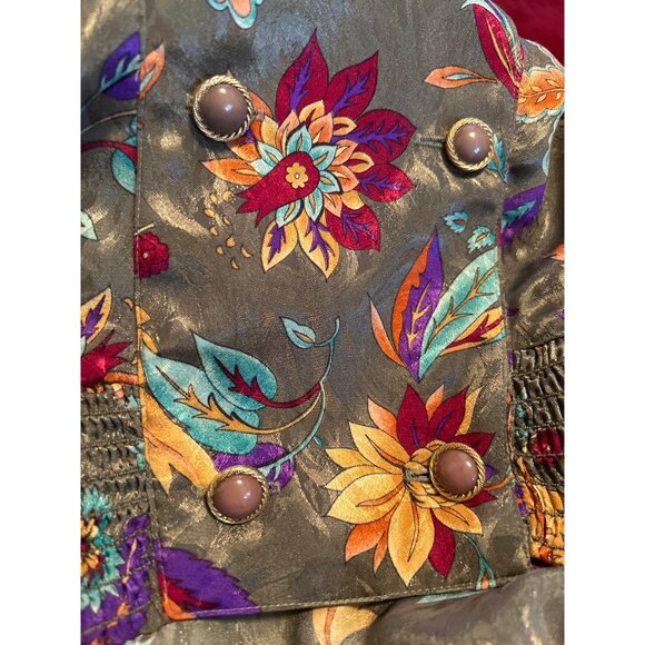 VTG Philippe Marques Floral Print Double-Breasted Jacket Top Embroidered Mesh 12 - Picture 6 of 6